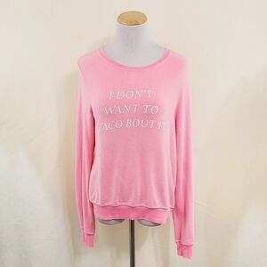 Wildfox Baggy Beach Jumper Taco Talk Neon Pink Bbj Size Xs